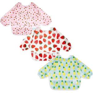 3 Pcs Long Sleeved Bib Set| Baby Waterproof Bibs with Pocket, Stain Resistance